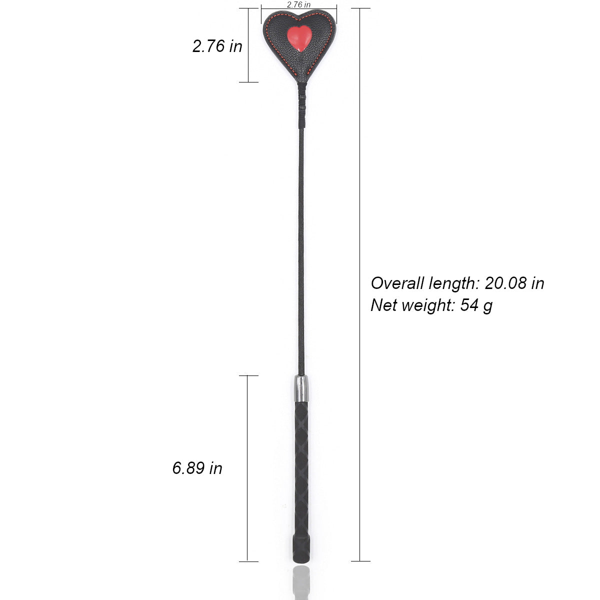 Red and Black Leather Heart Shaped Riding Crop
