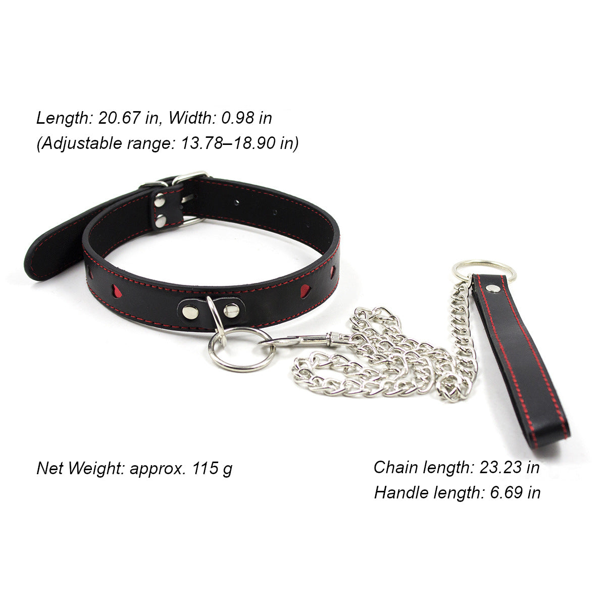 Vegan Leather Heart Pattern Leash and Collar