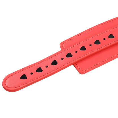 Vegan Leather Handcuffs With Heart Pattern