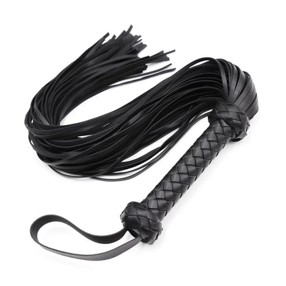 Black and Red Vegan Leather Flogger With Braided Handle