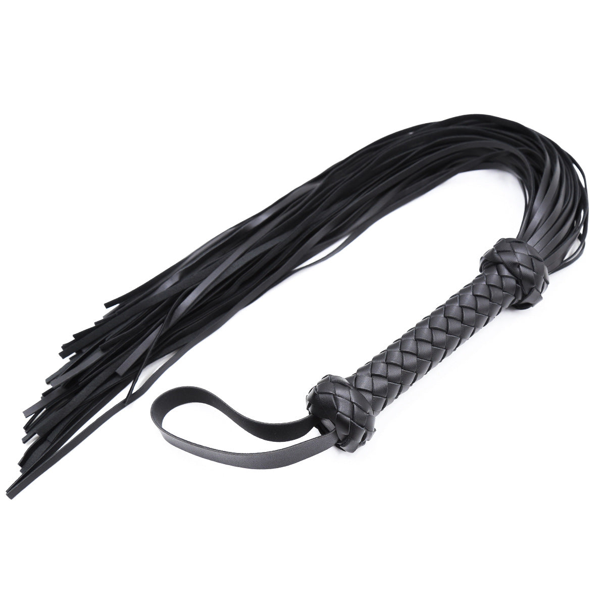 Black and Red Vegan Leather Flogger With Braided Handle