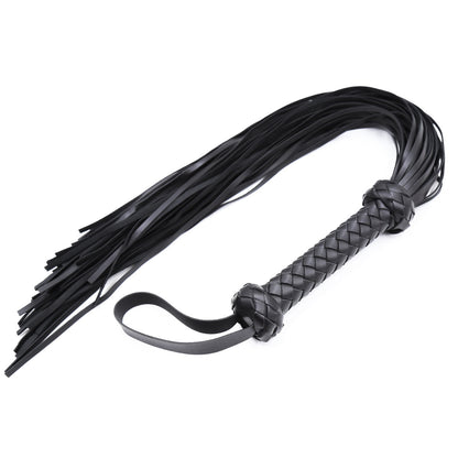 Black and Red Vegan Leather Flogger With Braided Handle