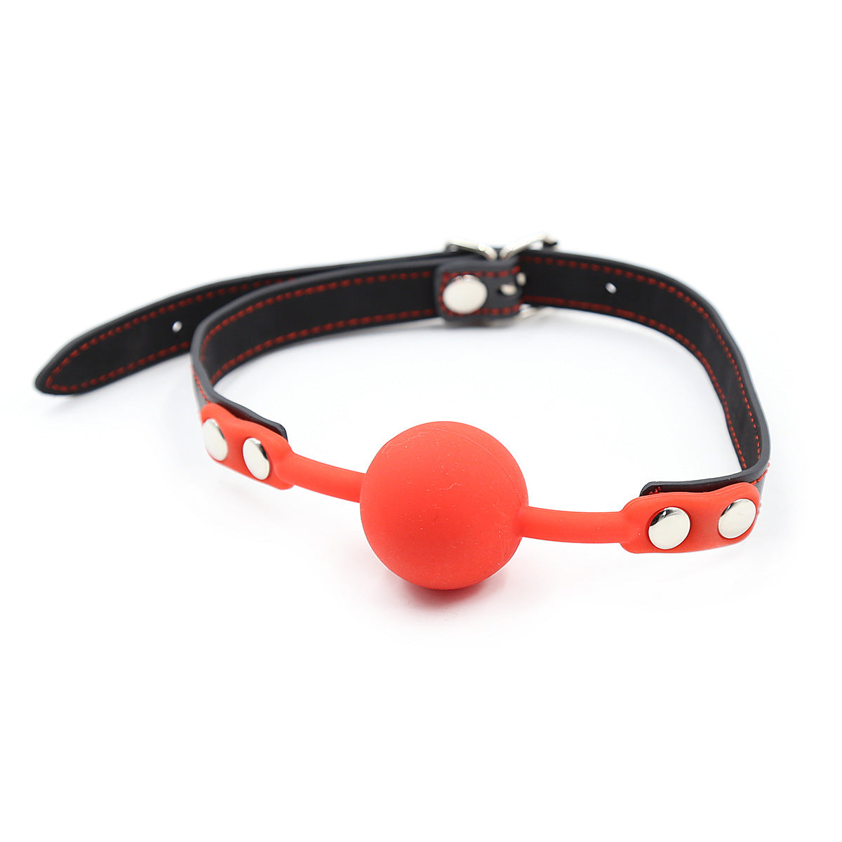 Silicone Ball Gag With Red Heart Pattern Vegan Leather Strap