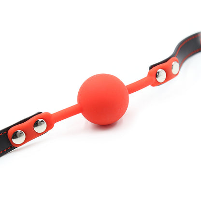 Silicone Ball Gag With Red Heart Pattern Vegan Leather Strap