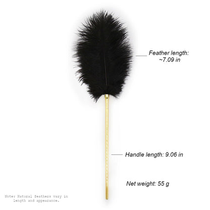 Feather Tickler With Gold Colored Metal Rod and Metal Chain Attachment