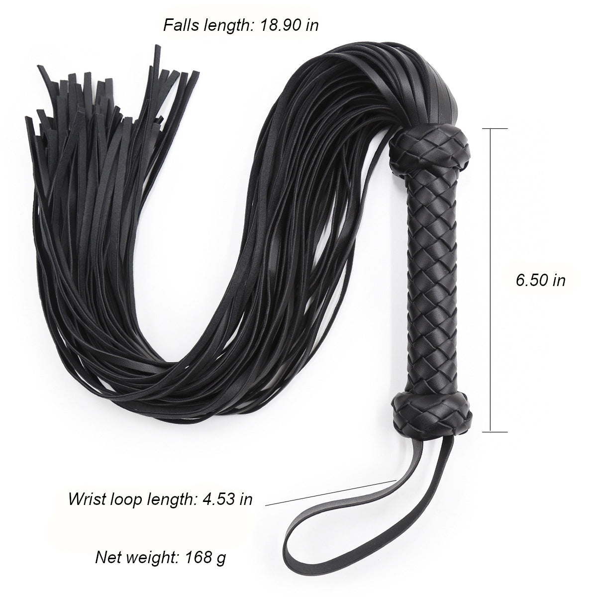Black and Red Vegan Leather Flogger With Braided Handle