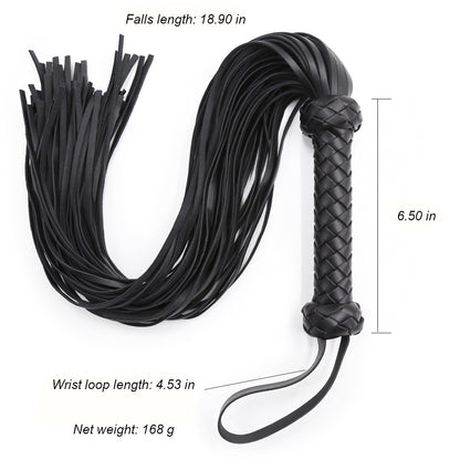 Black and Red Vegan Leather Flogger With Braided Handle