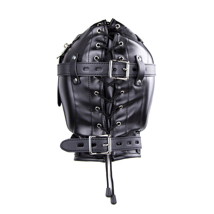 Vegan Leather Sensory Deprivation Hood With Sinkplug Mouth Attachment