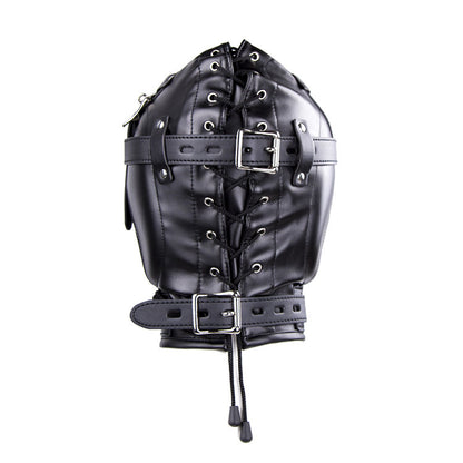 Vegan Leather Sensory Deprivation Hood With Sinkplug Mouth Attachment