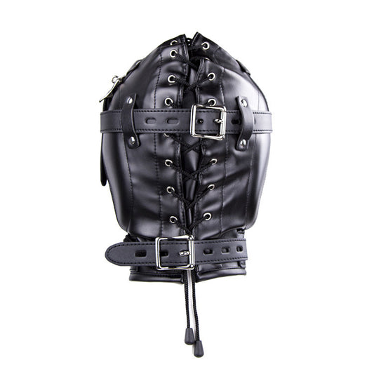 Vegan Leather Sensory Deprivation Hood With Sinkplug Mouth Attachment