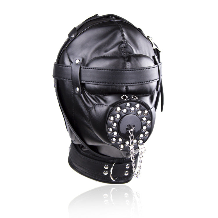 Vegan Leather Sensory Deprivation Hood With Sinkplug Mouth Attachment