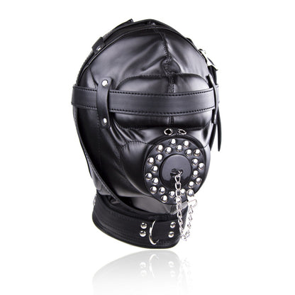 Vegan Leather Sensory Deprivation Hood With Sinkplug Mouth Attachment
