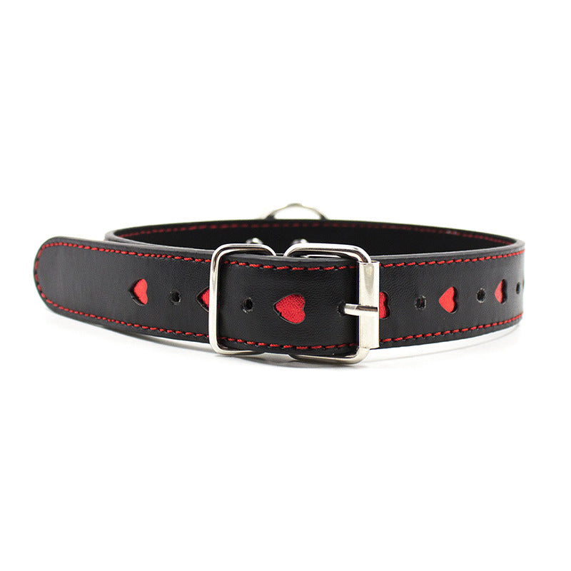 Vegan Leather Heart Pattern Leash and Collar