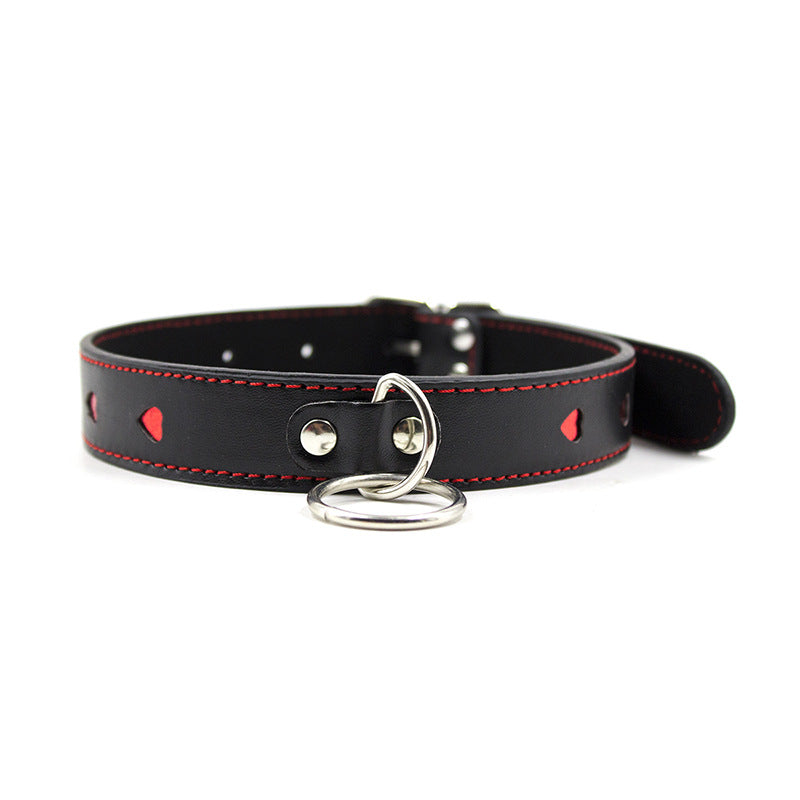 Vegan Leather Heart Pattern Leash and Collar