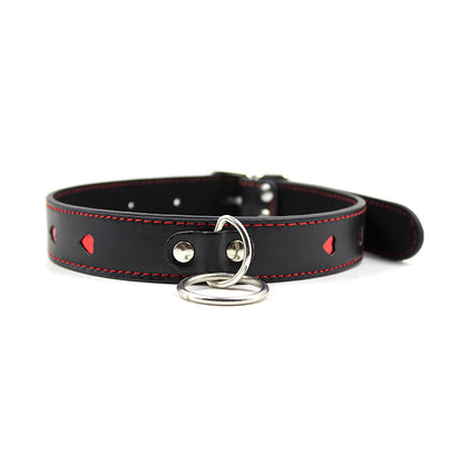Vegan Leather Heart Pattern Leash and Collar