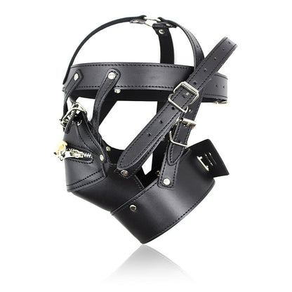 Vegan Leather Head Harness With Lockable Mouth Zipper