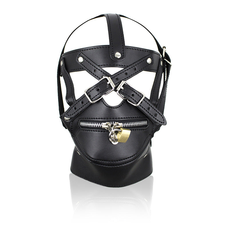 Vegan Leather Head Harness With Lockable Mouth Zipper — Accessories