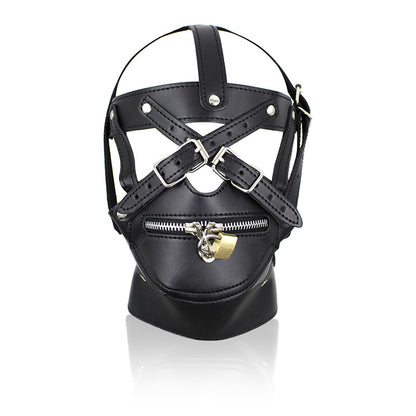 Vegan Leather Head Harness With Lockable Mouth Zipper — Accessories