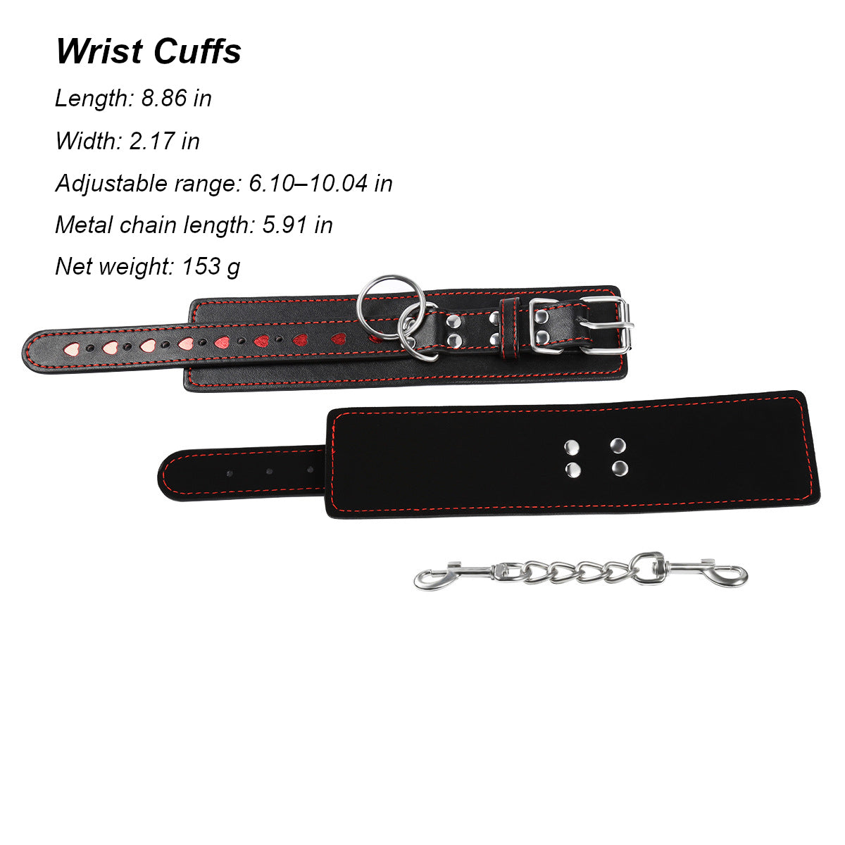 Vegan Leather Handcuffs With Heart Pattern