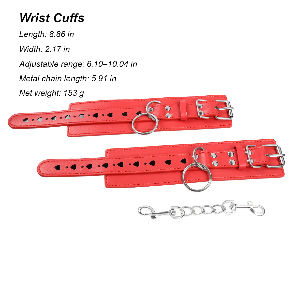 Vegan Leather Handcuffs With Heart Pattern