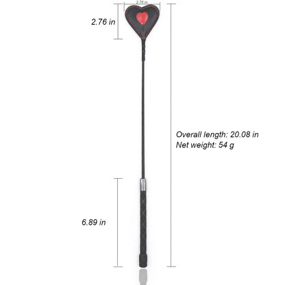 Red and Black Leather Heart Shaped Riding Crop