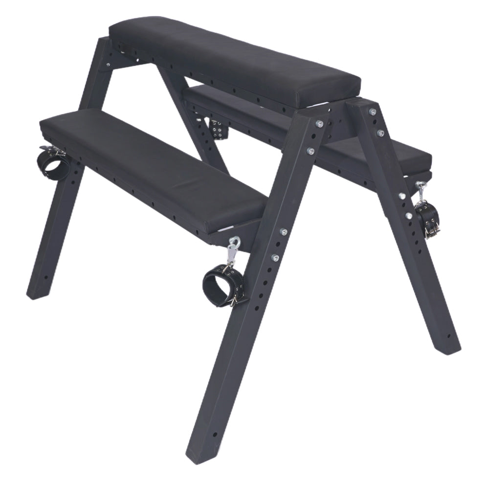 Adjustable Flogging Horse Spanking Bench With Ankle and Wrist Cuffs — Furniture > Bondage Benches