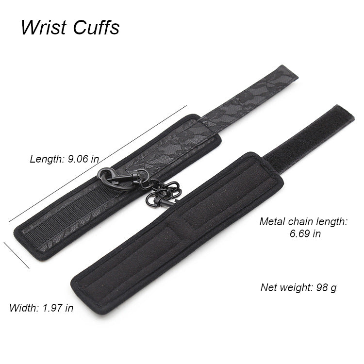 Black Lace Patter Plush Handcuffs