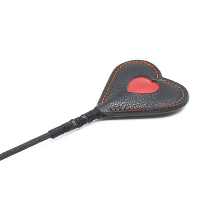 Red and Black Leather Heart Shaped Riding Crop