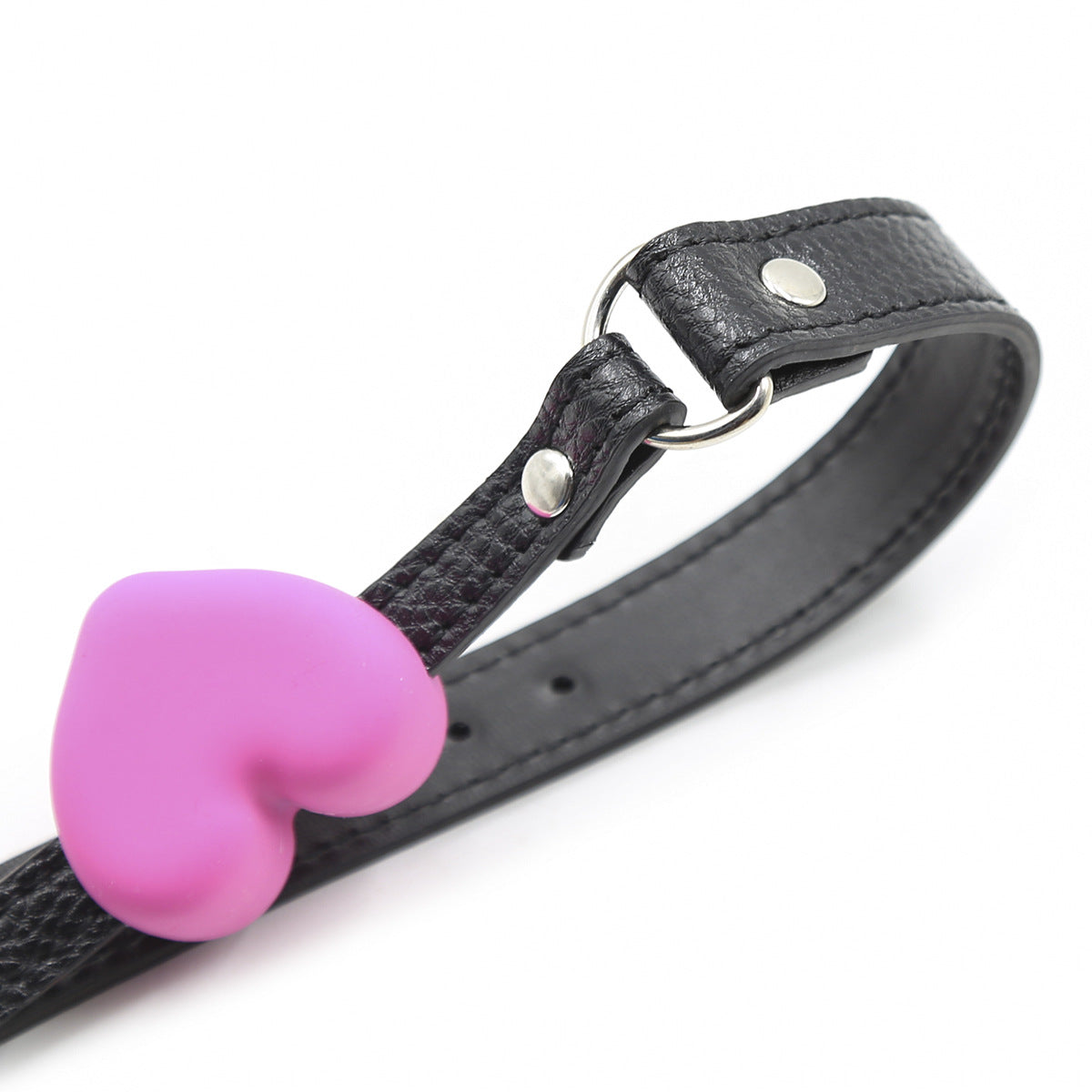 Heart Shaped Silicone Gag With Black Vegan Leather Strap