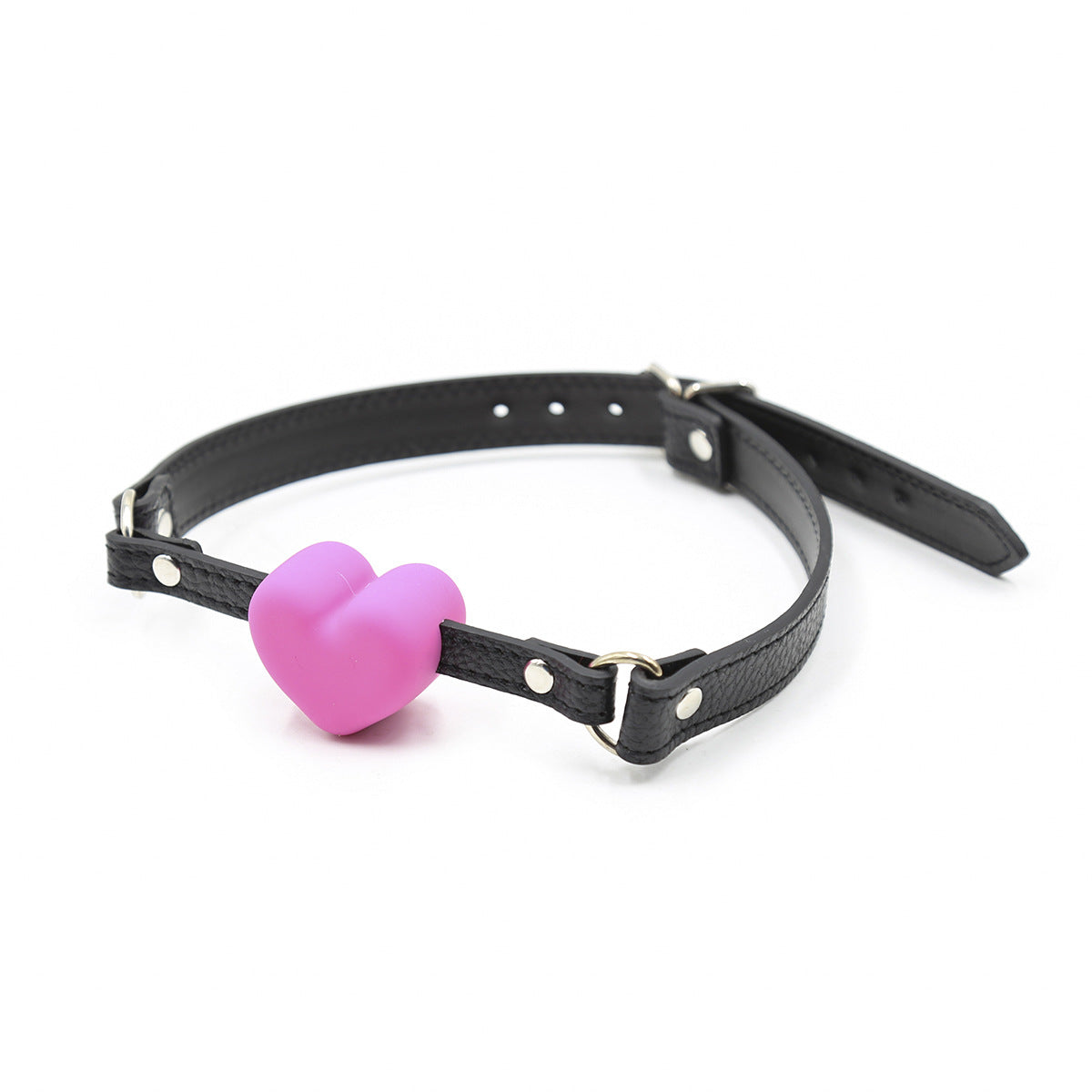 Heart Shaped Silicone Gag With Black Vegan Leather Strap — Restraints & Gear > Mouth Gags