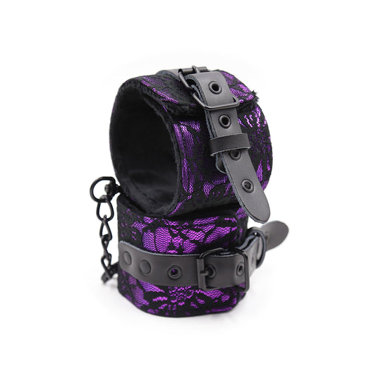 Lace and Satin Plush Handcuffs — Restraints & Gear > Wrist Cuffs
