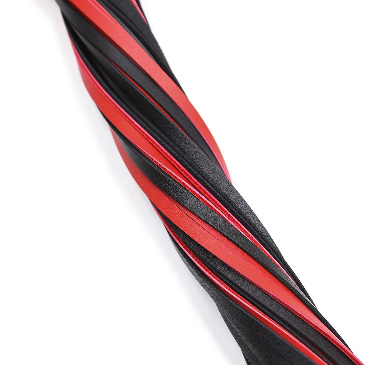 Black and Red Vegan Leather Flogger With Braided Handle