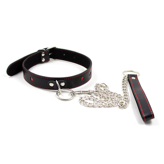 Vegan Leather Heart Pattern Leash and Collar — Impact & Training > Obedience Tools