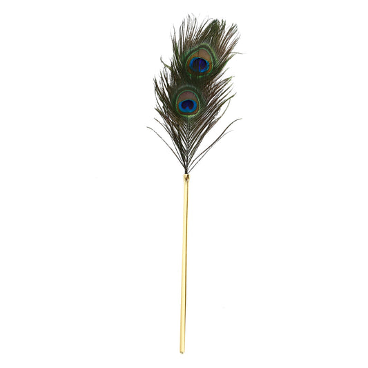 Large Peacock Feather Tickler With Gold Handle — Sensory Play > Impact Toys