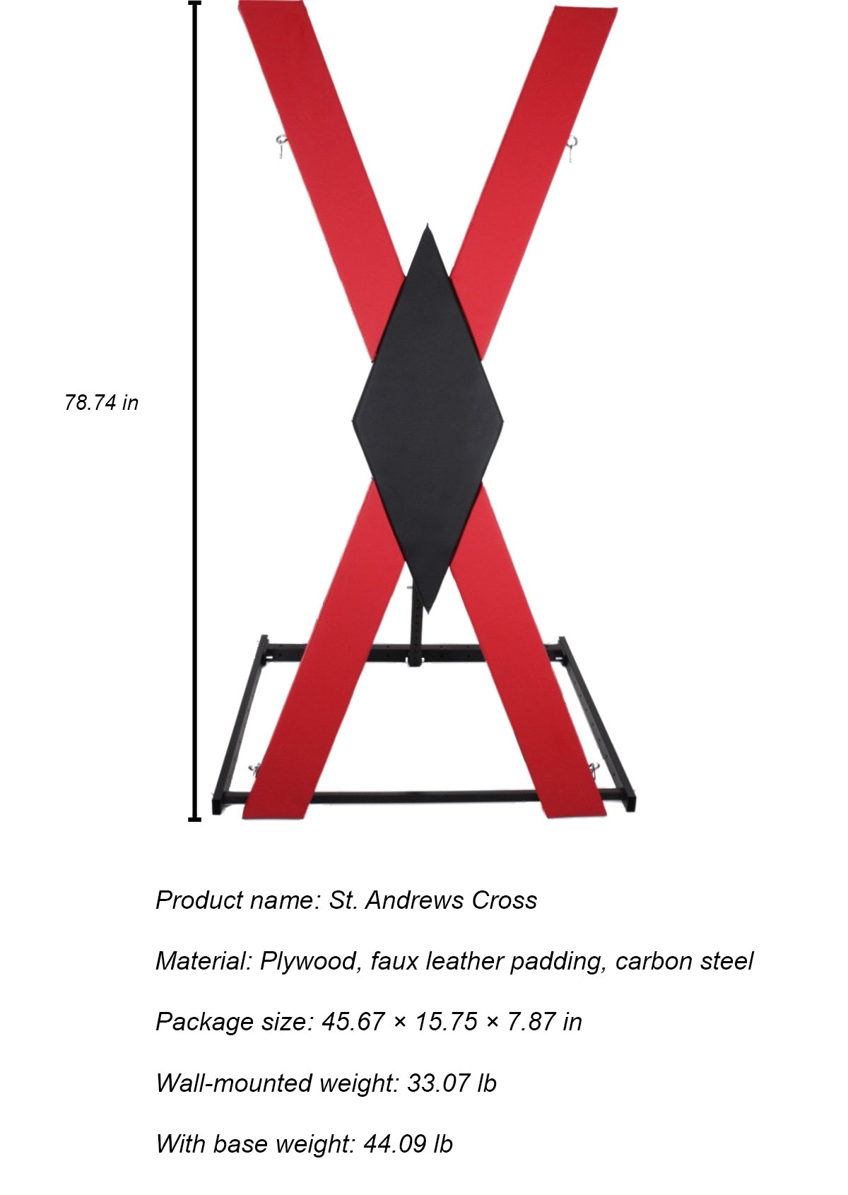 Solid Wood Black and Red St. Andrew's Cross