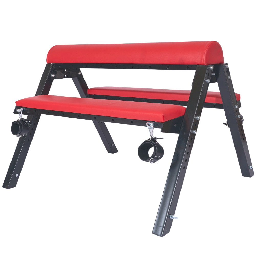 Adjustable Flogging Horse Spanking Bench With Ankle and Wrist Cuffs — Furniture > Bondage Benches