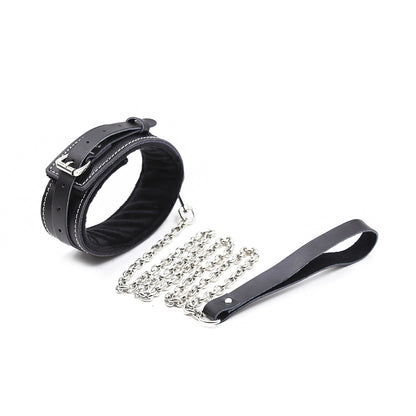 Five Piece Leather Restraint Set With Ankle and Wrist Cuffs, Ball Gag, Collar, and Flogger