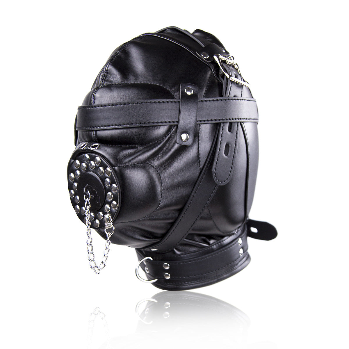 Vegan Leather Sensory Deprivation Hood With Sinkplug Mouth Attachment