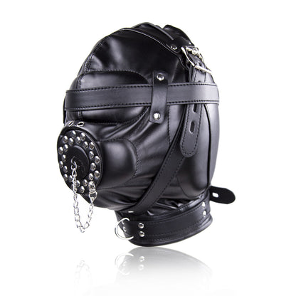 Vegan Leather Sensory Deprivation Hood With Sinkplug Mouth Attachment