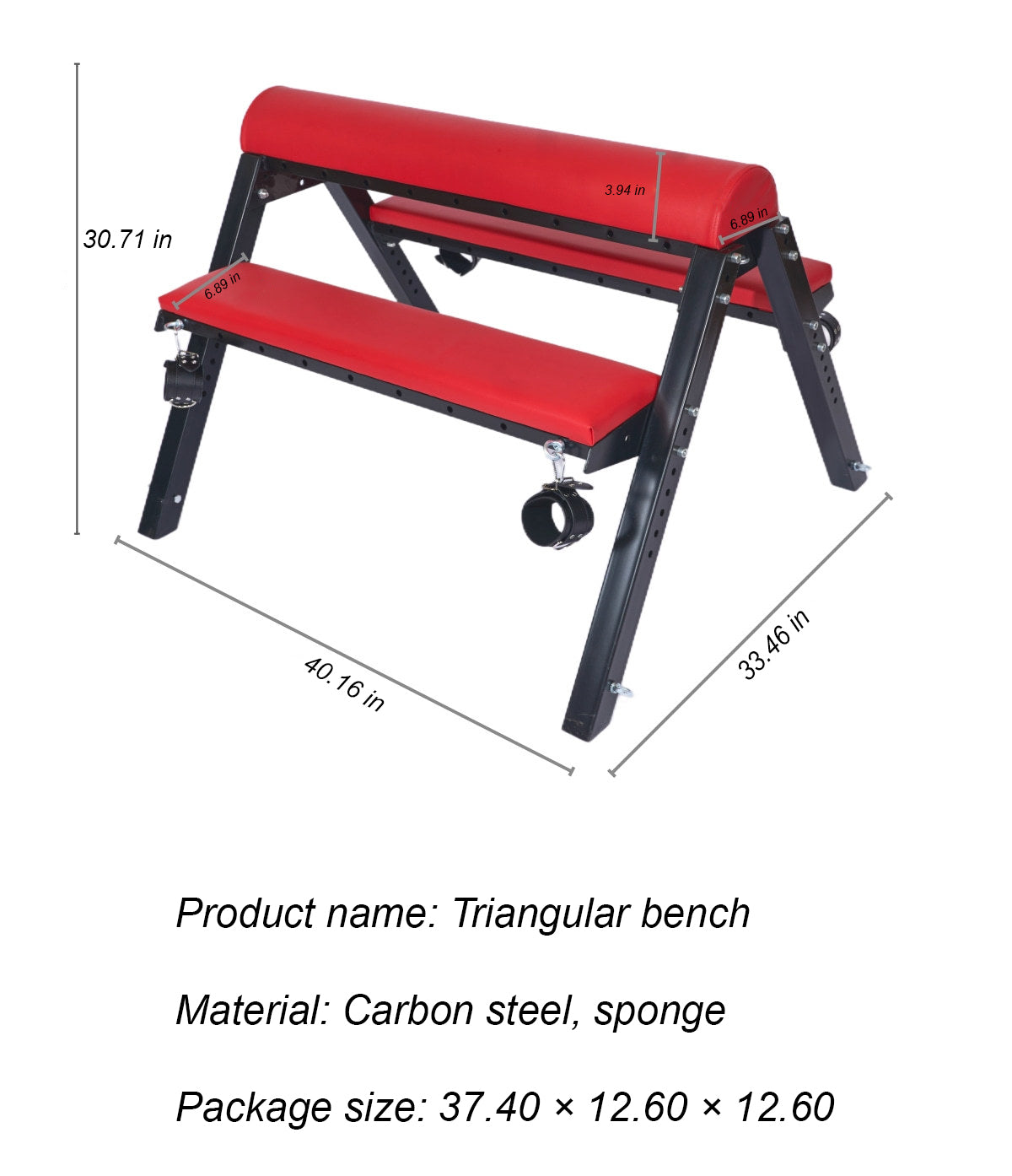 Adjustable Flogging Horse Spanking Bench With Ankle and Wrist Cuffs