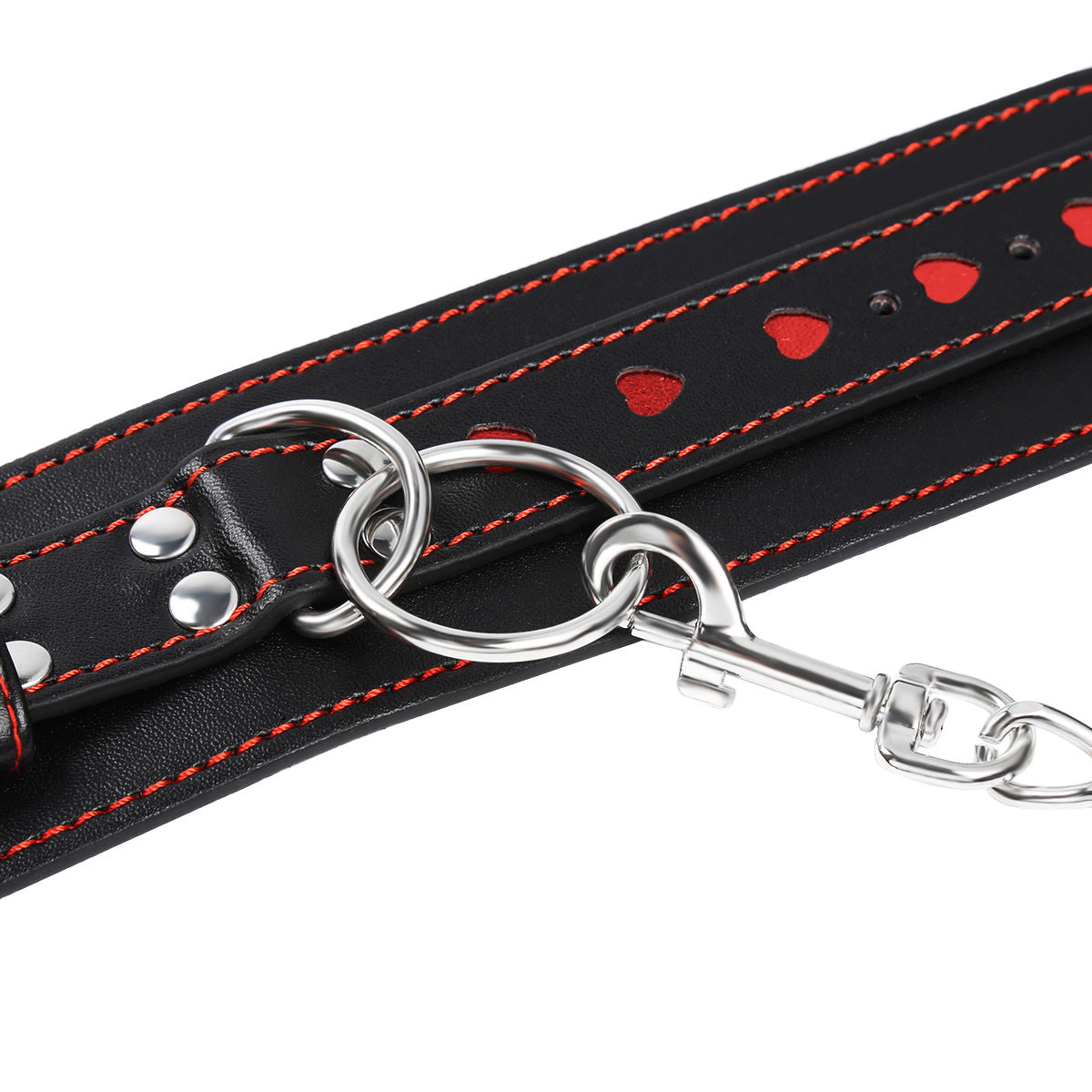 Vegan Leather Handcuffs With Heart Pattern