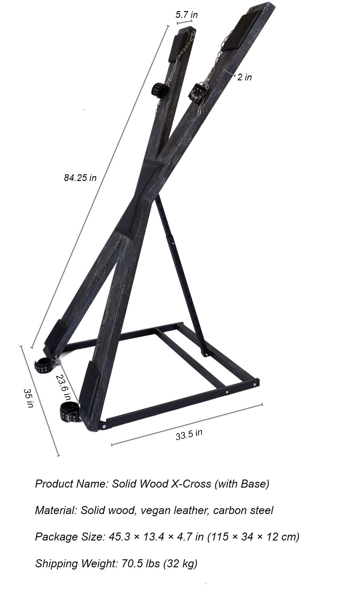 Solid Wood Black St. Andrew's Cross