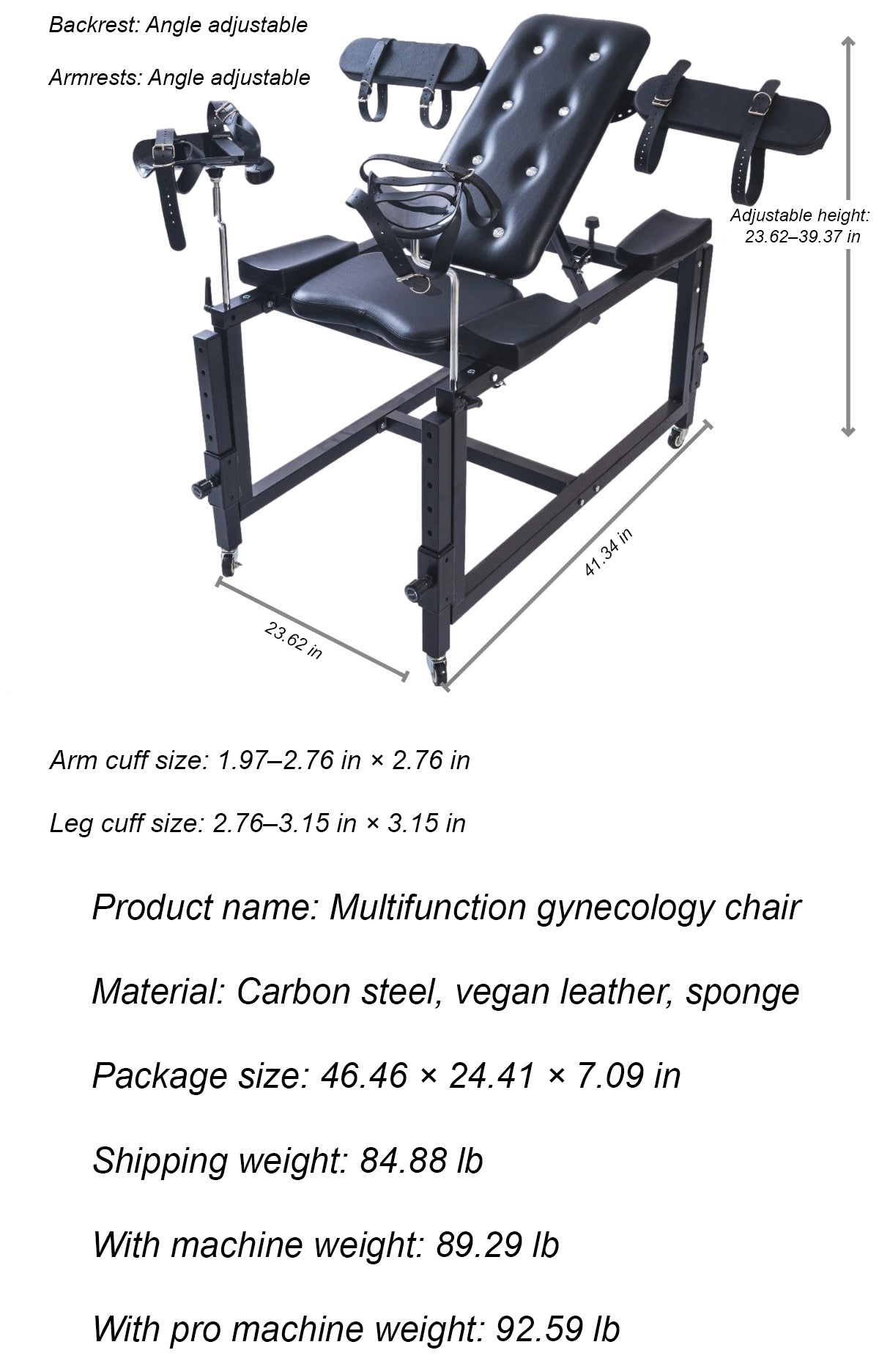 Adjustable BDSM Gynecologic Chair