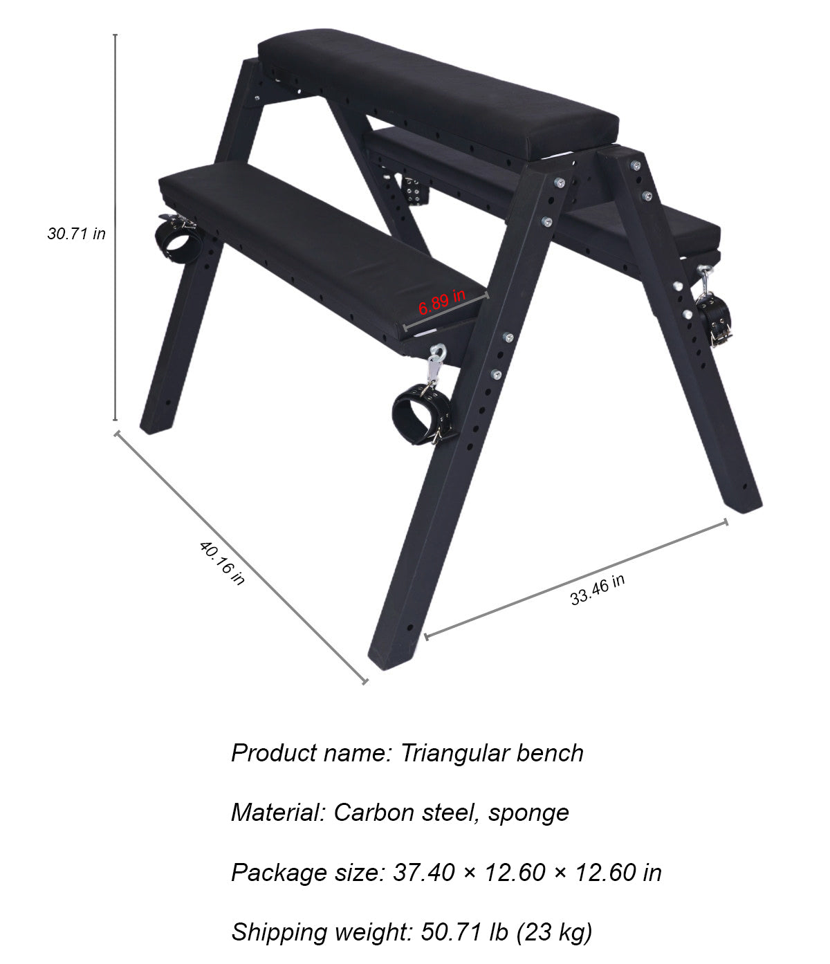 Adjustable Flogging Horse Spanking Bench With Ankle and Wrist Cuffs
