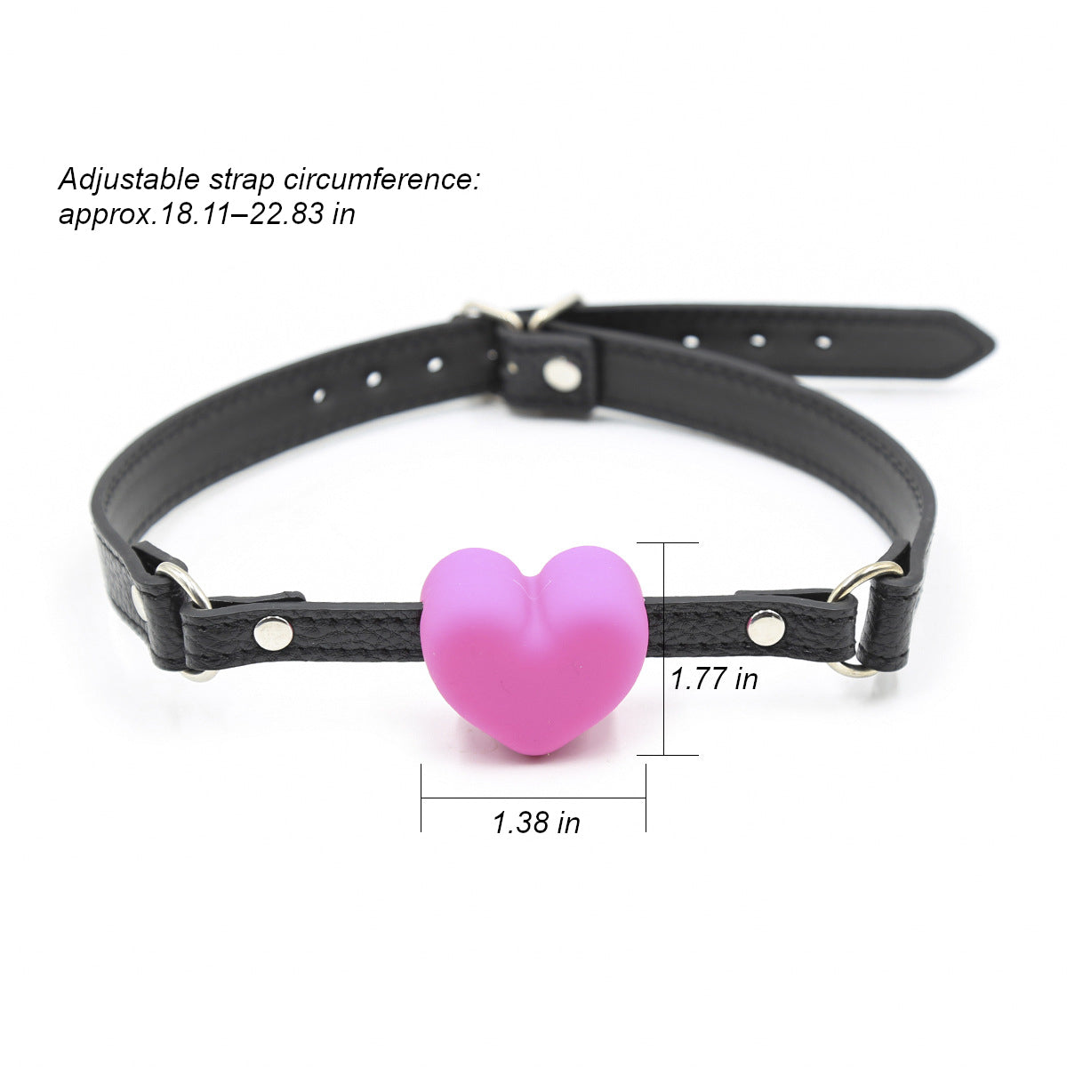 Heart Shaped Silicone Gag With Black Vegan Leather Strap