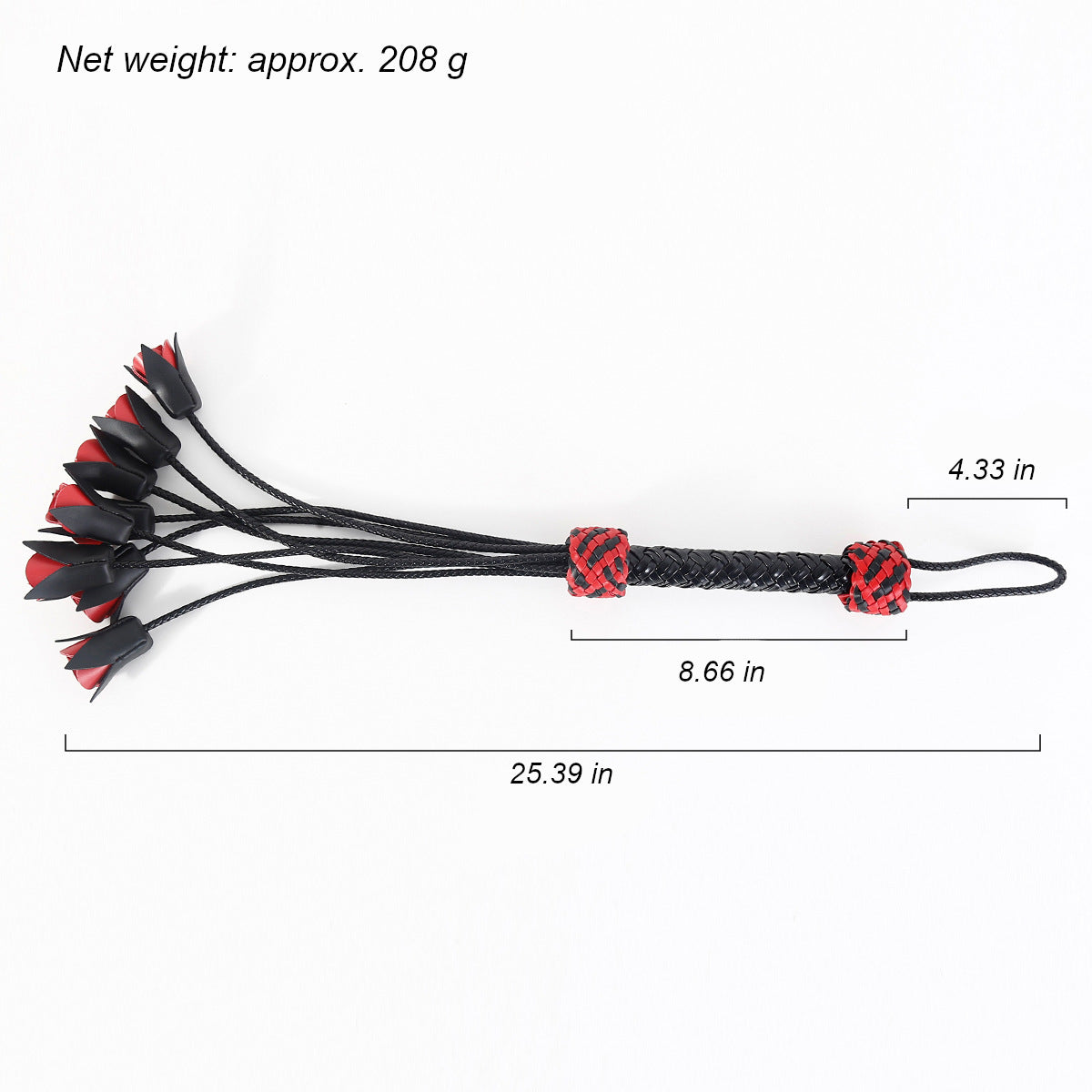 Vegan Leather Rose Flogger With Braided Handle