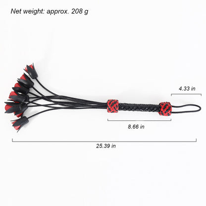 Vegan Leather Rose Flogger With Braided Handle