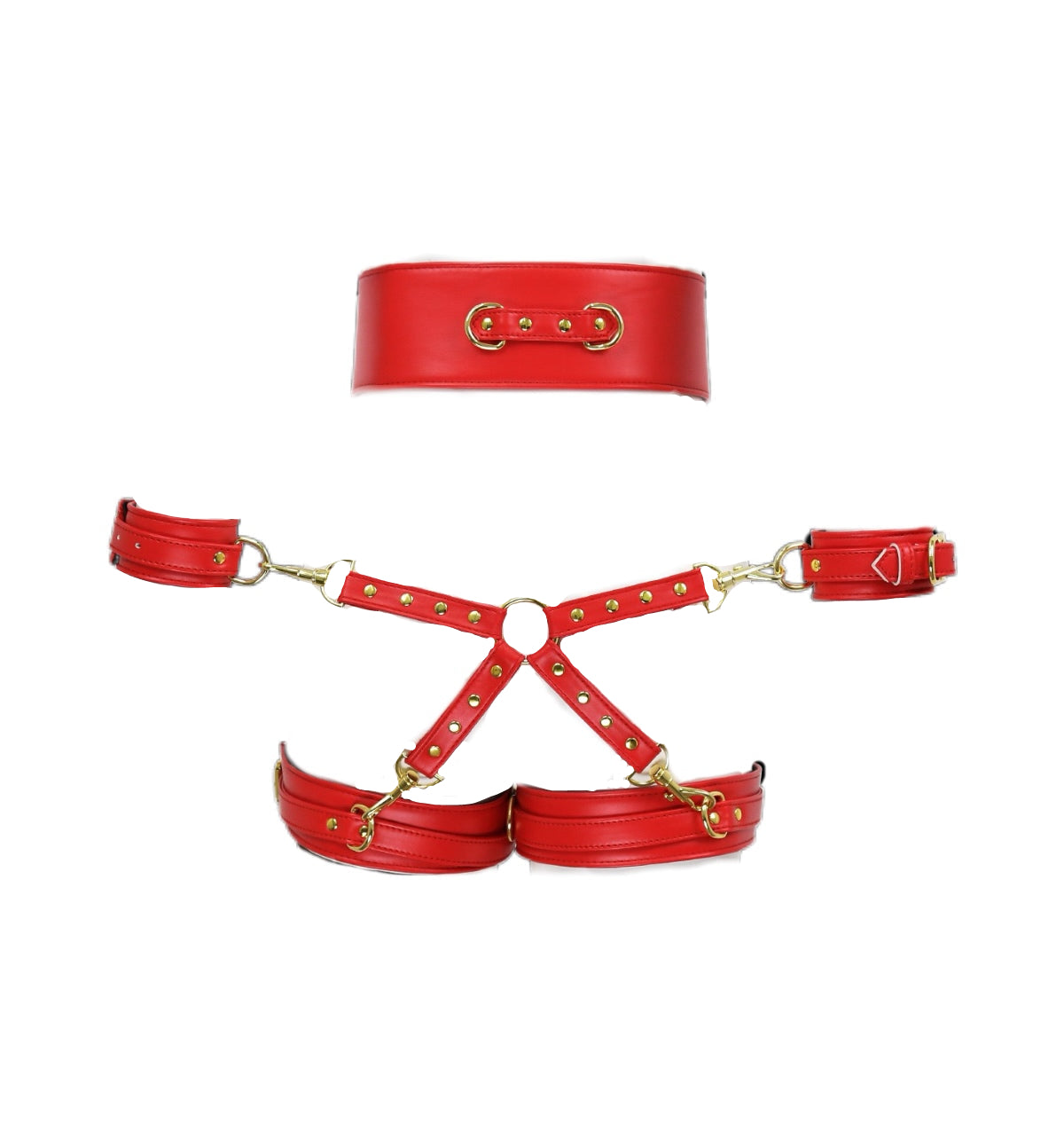 Vegan Leather Body Belt / Handcuffs and Leg Harness — Restraints & Gear > Wrist Cuffs